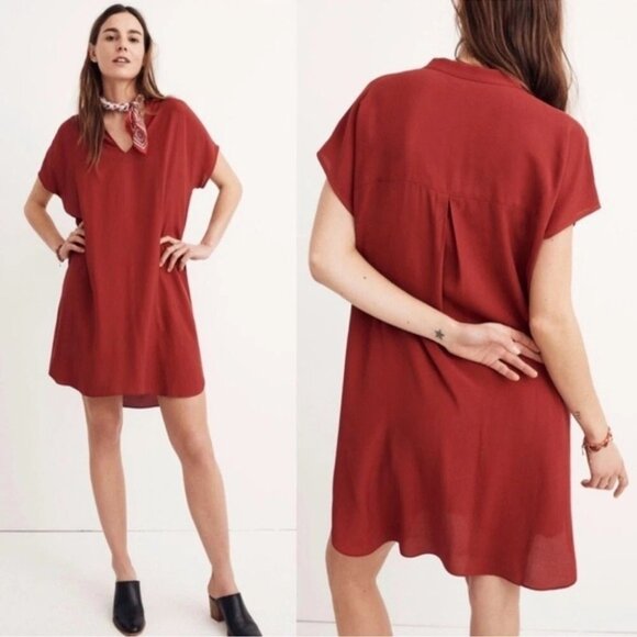Madewell Dresses & Skirts - Madewell Bicoastal Tunic Dress Crimson Red Womens Oversized Relaxed Style  M